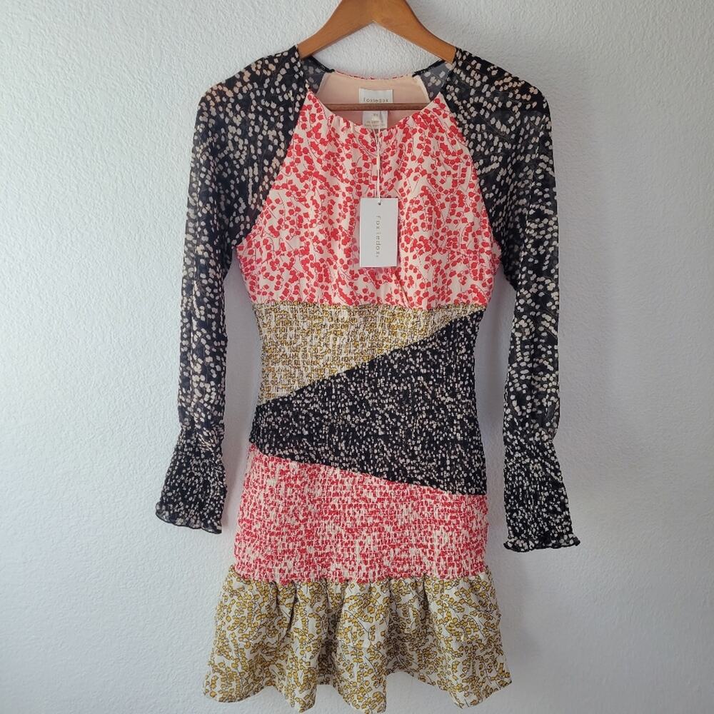 Foxiedox Long Sleeve Smocked Keyhole Floral Mini Dress Size XS NWT - Picture 4 of 10